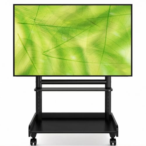 Rfiver Heavy Duty Rolling TV Stand with Wheels for Most 40-86 Inch TVs up to 150lbs, Height Adjustable Mobile TV Stand with Shelf, Floor TV Stand for Living Room, TV Cart Max VESA 600x400mm (Black) - color: Black