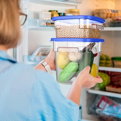 Barydat 4 Pcs Square Food Storage Containers with Lids 2qt & 4qt, Blue - color: Blue