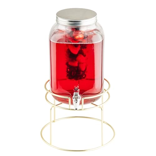 TableCraft Wire Stand for Beverage Dispensers, 11" x 11" x 8", Powder-Coated Gold Steel Elevated Beverage Display Stand with 6 Inch Faucet Clearance, Fits BDG1000, BDG2000, BDG3000, 10090 and 10699