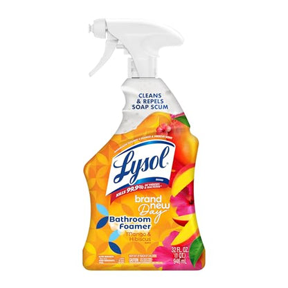 LYSOL Foaming Bathroom Cleaner & Disinfectant Spray, Mango Scent, 32 oz - style: Mango & Hibiscus