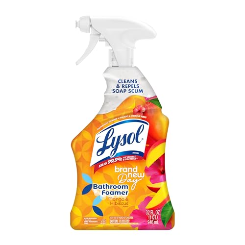 LYSOL Foaming Bathroom Cleaner & Disinfectant Spray, Mango Scent, 32 oz - style: Mango & Hibiscus