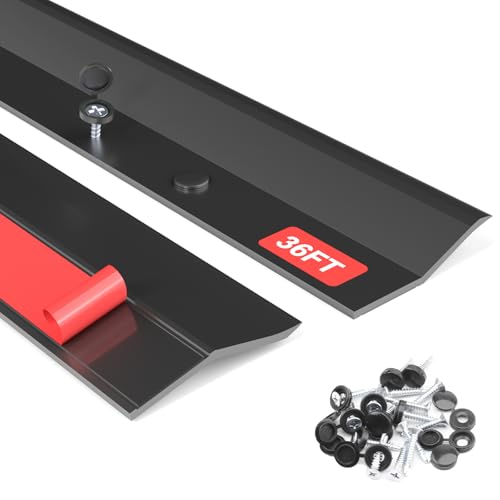 Garage Door Seal Top and Sides - 36FT TPE Garage Door Weather Stripping Kit, Flexible Side Seal for Blocking Drafts Rain Dust & Rodents, Easy Installation for DIY Homeowners, Black - color: Black, size: 36FT