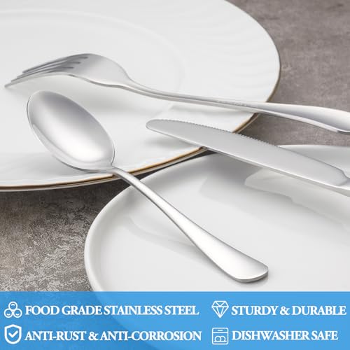 32 Pcs Dinner Spoon Set,Premium Food Grade Stainless Steel Spoons,Durable Metal Spoon,Tablespoon,Spoons Silverware Only,Mirror Finish & Dishwasher Safe,Use for Home,Kitchen and Restaurant - 7.3 inch - color: Silver