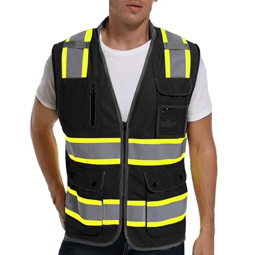 ArcRidge Reflective Safety Vest for Men and Women - High Visibility Construction Vest - Dual Tone Reflective Strips - color: Black, size: 3X-Large