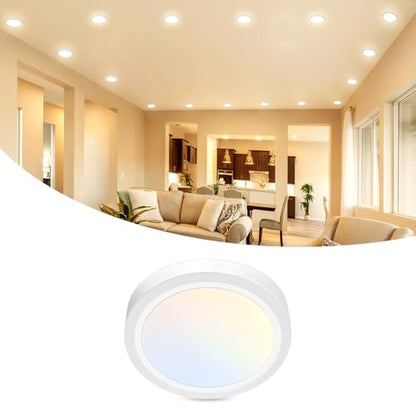 libtit 1Pack 4.7 Inch Small LED Ceiling Lights Flush Mount, 3000K 4000K 6500K Adjustable, 7W 700LM White Round Disk Light Fixture for Closet Basement Bathroom Hallway Kitchen Office Garage - color: White, size: 4.7In-1Pack