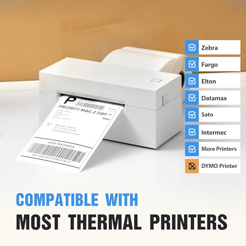 4" x 6" Direct Thermal Shipping Labels 2500 Thermal Label Stickers Commercial Grade 10 Rolls Perforated Shipping Label Compatible with Zebra, Rollo, Jadens, Nelko (10 Rolls - 2500 Labels) - style: 2500 Labels-10 Rolls