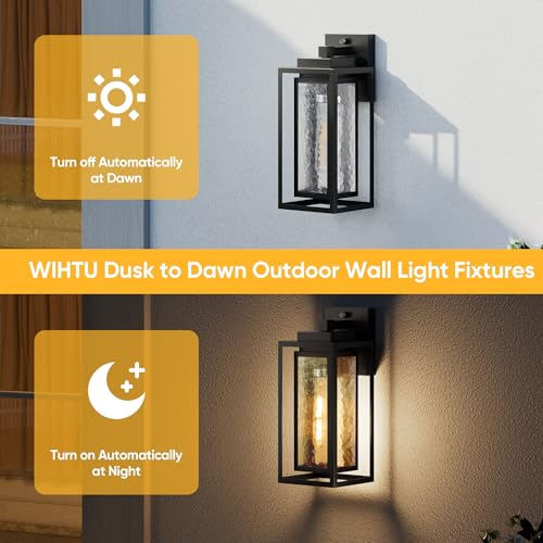 15.78'' Dusk to Dawn Exterior Porch Light Fixture,Outdoor Wall Sconce Light - color: Black, size: Dusk to Dawn