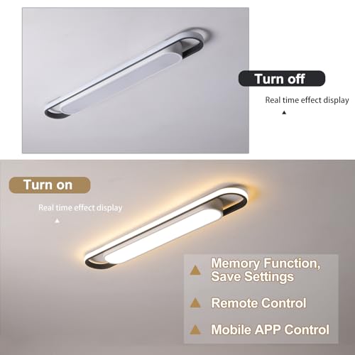Modern LED Smart Ceiling Light,28.3" Flush Mount Ceiling Lamp, 40W Dimmable Linear Metal Chandelier Light Fittings for Kitchen Laundry Garage Dining Room Office Hallway Closet Aisle - color: Dimmable, size: 28.3 Inch