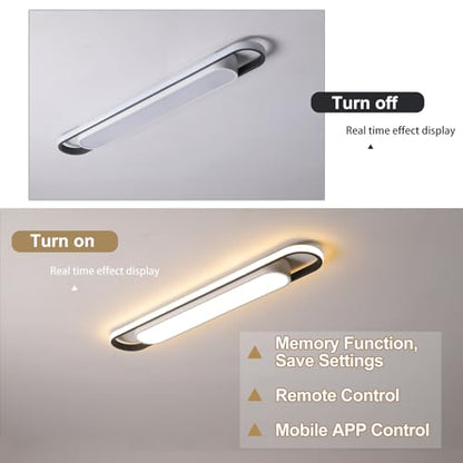Modern LED Smart Ceiling Light,28.3" Flush Mount Ceiling Lamp, 40W Dimmable Linear Metal Chandelier Light Fittings for Kitchen Laundry Garage Dining Room Office Hallway Closet Aisle - color: Dimmable, size: 28.3 Inch