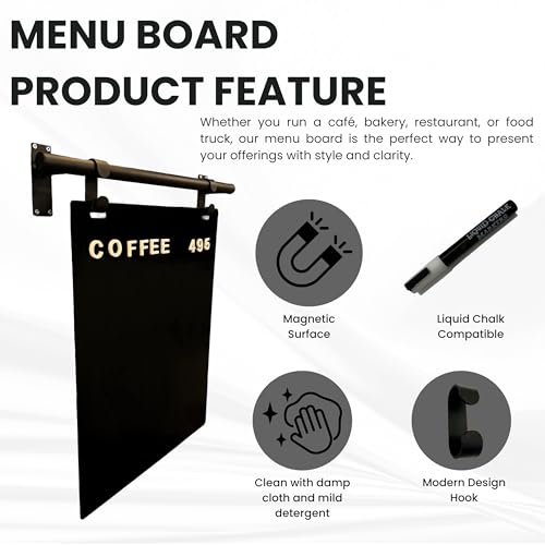 Hanging Menu Contemporary Style Chalkboard Sign, Metal Menu Display 22x28 Magnetic Surface Cafe Bar Sign for Business Price Menu (Black) - color: Black Frame/Black Board
