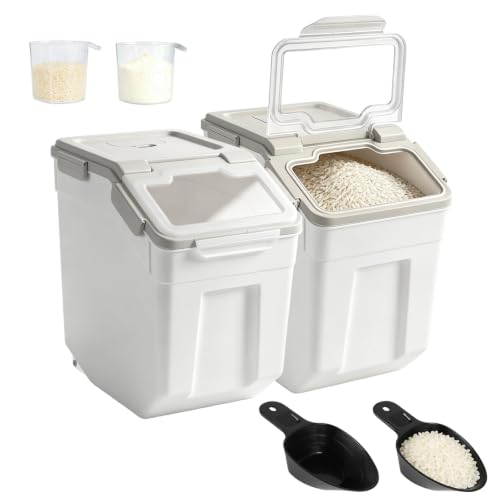 Saim 2 Pack 50lb Flour & Rice Storage Container, Rice Bucket (Grey) - color: 2Pack 50lb Grey