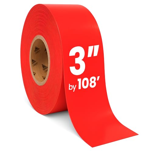 DuraMark EC700 Floor Marking Tape for Concrete and Pavement | Industrial Marking Tape for Warehouses | Long-Lasting | High Durability, Red, 3 Inches by 108 Feet - color: Red, size: 3 In X 108 Ft
