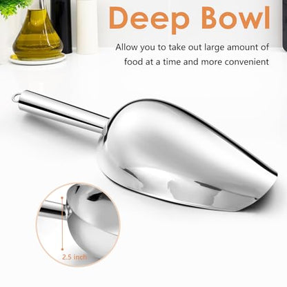 TeamFar Ice Scoop 24 oz, Stainless Steel Big Large Scoop, for Sweet Food Popcorn Flour, Healthy & Heavy Duty - Dishwasher Safe (Pack of 2) - size: 24 oz (Pack of 2)