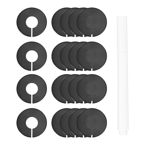 uxcell Clothes Dividers,20 Pack Round Closet Rack Dividers Clothing Rack Size Dividers Blank Labels with Marker Pen Writable & Reusable for Hanging Clothes Sorting Size, Black - color: Black