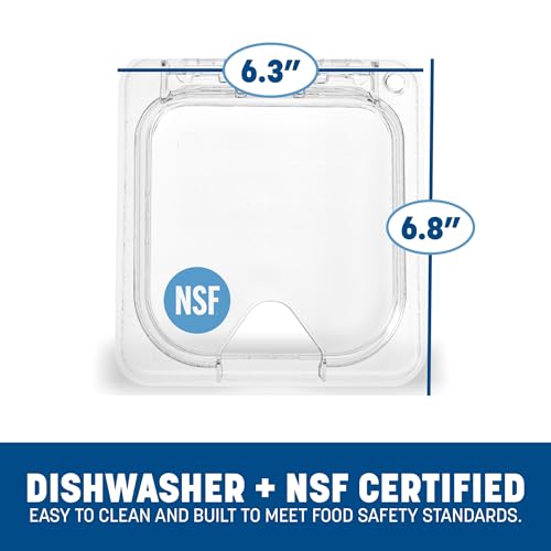 Carlisle FoodService Products StorPlus EZ Access Lid, Cover for 1/6 Size Food Pans, Single Notched, 6.88" x 6.31", 1 Count, Clear