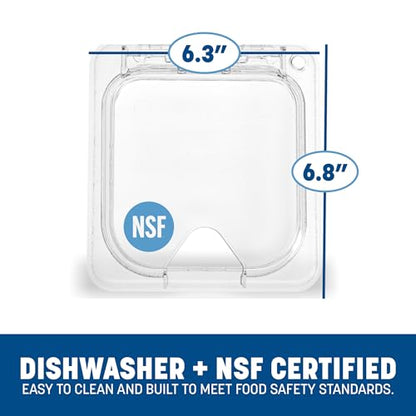 Carlisle FoodService Products StorPlus EZ Access Lid, Cover for 1/6 Size Food Pans, Single Notched, 6.88" x 6.31", 1 Count, Clear