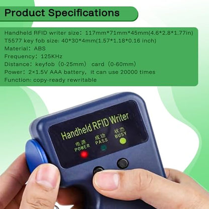 Handheld ID Copier 125khz RFID Duplicator with 10pcs Blank T5577 Keyfobs