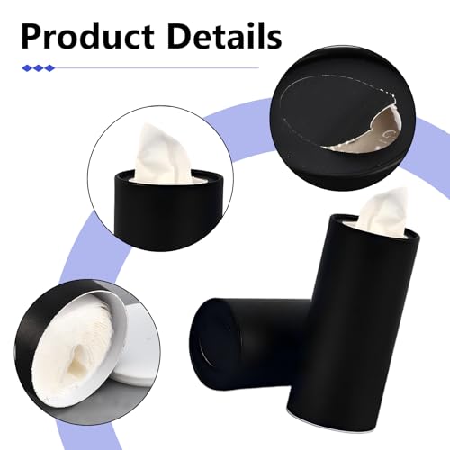 4 PCS Car Tissue Holder, Car Cup Holder Cylindrical Box, Convenient Refillable Automotive Travel Tissue Tube with 120 Sheets Facial Tissues, Universal for Most Cars (Black) - color: Black