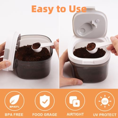LANGMINGDE 3 Piece Airtight Kitchen Storage Canisters Set, Coffee and Dry Food Storage Containers, BPA-Free, Stackable, Easy-Clean, Perfect for Coffee, Flour, Sugar, Includes Scoop - color: (Transparent Gray)1x1800ml+2x800ml≈ 1x45oz+2x20oz