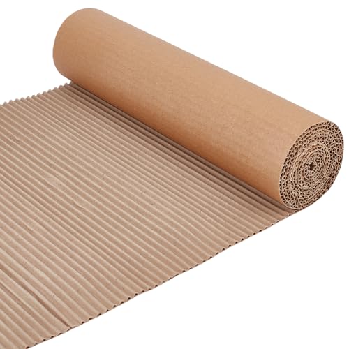 BENECREAT 78.7 x 11.8 Inch Brown Single Face Corrugated Cardboard Roll, Corrugated Wrap Paper for Gift Packing, Storage, DIY Crafts, Shipping, 2.5mm Thick - size: 78.7x11.8 Inch