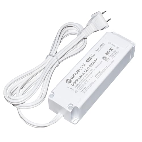 WaveLine 24V DC Dimmable LED Driver Power Supply 60 Watt – Triac Dimming AC to DC Transformer, 120V Input to 24 Volt Constant Voltage Output for LED Strip Light, Under Cabinet & Puck Lighting