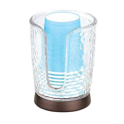 mDesign Plastic/Steel Compact Small Disposable Paper Cup Dispenser Storage Holder for Rinsing Cups on Bathroom Vanity Countertops - Rain Collection - Clear/Bronze - color: Clear/Bronze