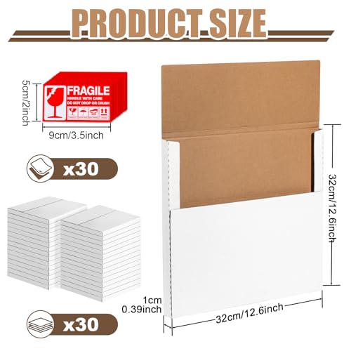 Vinyl Record Shipping Boxes, 30 Pack, 12.6x12.6x0.39 Inch