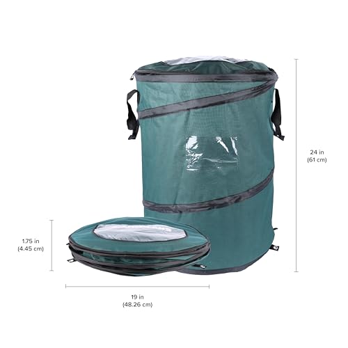 Coghlan's Deluxe Durable Pop-Up Trash Can – Collapsible Garbage Bin with Zippered Lid, Bag Clips, and Anchoring Points for Camping, Home, and Outdoor Use – 29.5 Gallon - color: Green