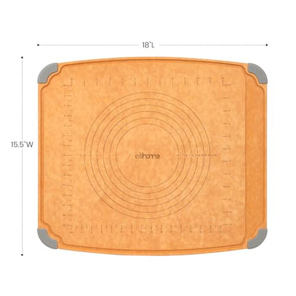 Elihome Essential Baking Pastry & Cutting Board for Kitchen, Wood Fiber Cutting Board for Kitchen, Knife Friendly, Dishwasher Safe, Non-Slip Feet, Juice Groove, Non-Porous, Eco Friendly, 15" x 18" - style: XL-18" x 15"