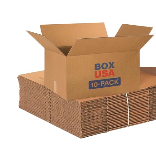 BOX USA Shipping Boxes Large 24"L x 16"W x 12"H, 10-Pack | Corrugated Cardboard Box for Packing, Moving and Storage - style: Standard Corrugated