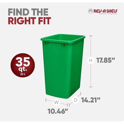 Rev-A-Shelf Double Pullout Garbage Trash Cans for Kitchen Cabinets, 35 Qt - color: Green, style: 2 Pack