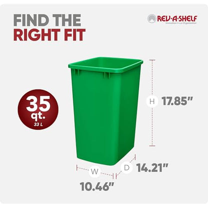 Rev-A-Shelf Double Pullout Garbage Trash Cans for Kitchen Cabinets, 35 Qt - color: Green, style: 2 Pack