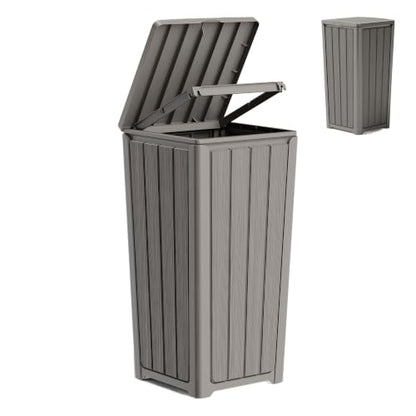 30 Gallon Outdoor Trash Can with Lid, Resin Garbage Can, Gray - color: Gray, size: 30 Gallon