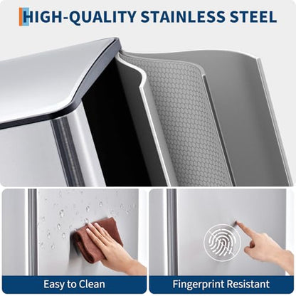 Garvee 16 Gal Dual Compartments Kitchen Trash Can, Stainless Steel, Silver - color: Silver, size: 30L+30L