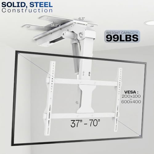 VIVO Swivel Electric Ceiling TV Mount, 37-70 in Screens, MOUNT-E-FD75CW-S - color: White, size: 37-70" TVs