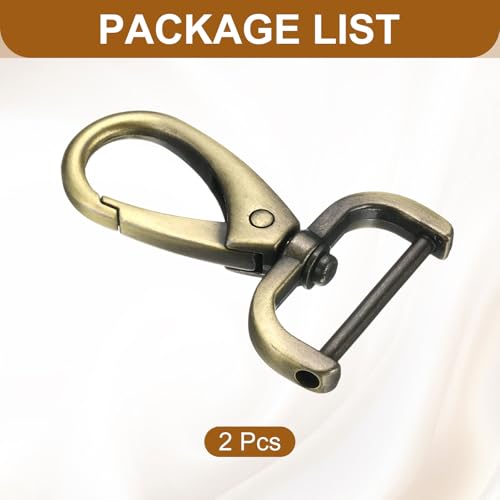 HARFINGTON 2Pcs Detachable Snap Hook Swivel Clasp 1" D Ring with Swivel Lobster Claw Clasps Hook for Purse Strap Keychain Bag DIY Craft, Brass - color: Brass, size: 1"