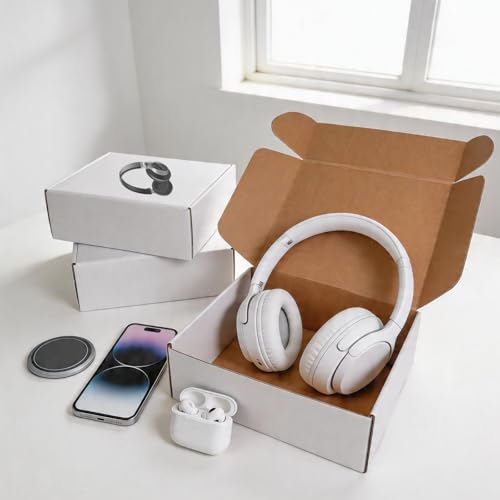 Fishat 12" x 10" x 4" White Corrugated Cardboard Shipping Boxes Set of 15 - size: 12" x 10" x 4"