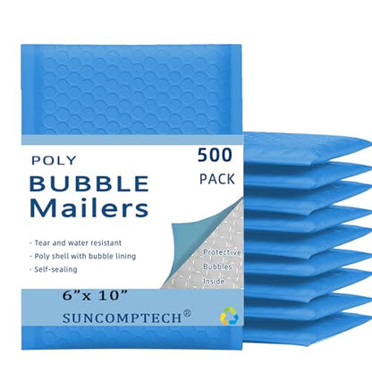 25 50 100 200 500 1000 Pieces, 6x10 inch, Self Seal Waterproof Mailing Envelopes, Poly Bubble Mailers Shipping Bags, Bubble Padded Envelopes, Bulk Color #0 (Light Blue, Usable 6 * 9 inch, 500 Pcs) - color: Light Blue, size: Light Blue, 6x9 inch, 500 Piece