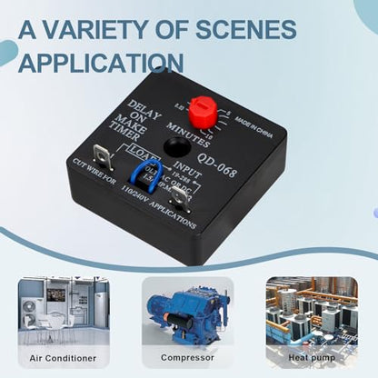 QD-068 Delay on Make Timer, 0.03-10 Min Adjustable HVAC Relay