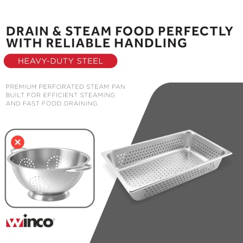Winco Full Size Pan Perforated, 4-Inch, Medium - size: 4" Deep