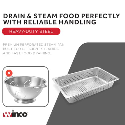 Winco Full Size Pan Perforated, 4-Inch, Medium - size: 4" Deep