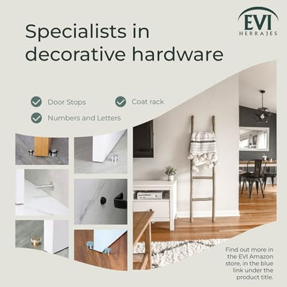 EVI Herrajes | Wall Brass Door Stop | 0.94x0.54 Inch | Gold Finish - White Anti-Shock Rubber | Adhesive | Small and Discreet | Mod. 205 - color: Matte Brass - White Rubber