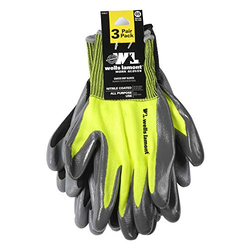 3 Pair Pack Nitrile-Coated Wells Lamont Work Gloves (546F) - size: X-Large (Pack of 3)