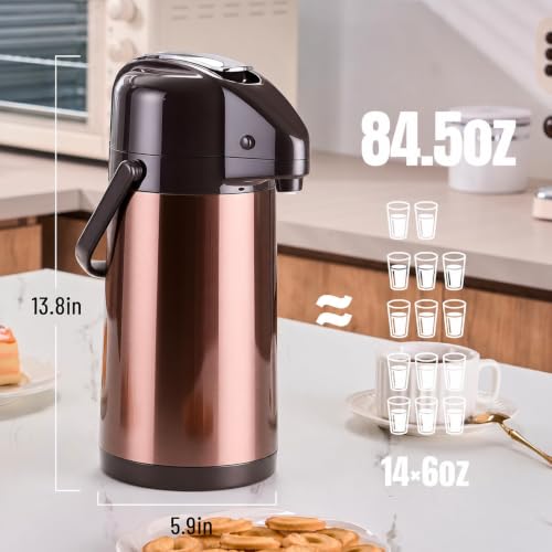 Coffee Carafe, Coffee Dispenser with Pump, 84.5 fl oz, Gold Brown - color: Gold Brown