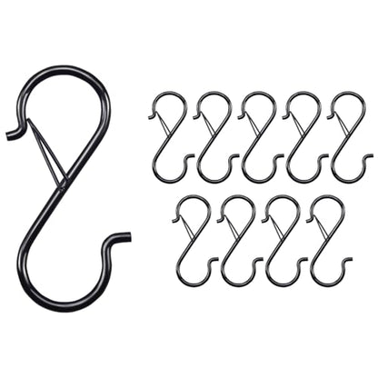3.5in Heavy Duty S Hooks for Hanging, Safety Buckle Metal Hooks, 10 Pack - size: 10 Pieces