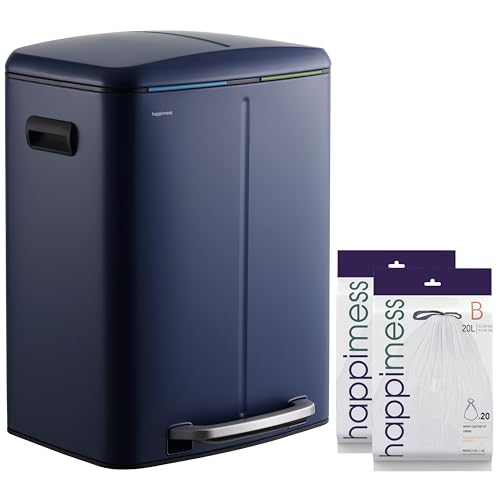 happimess Marco 10.6 Gal Double Bucket Step Trash Can, Denim Blue - color: Denim Blue