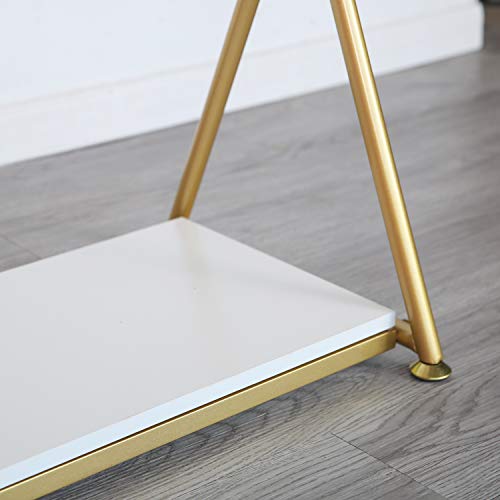 HOMEKAYT Gold Clothing Rack for Home,Boutique,Retail -59’’L - color: White wooden board