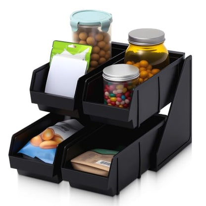 Novabright 4 Compartment Serve Condiment Bin Self Serve Condiment Packet - style: 4 Bin 2 Tier
