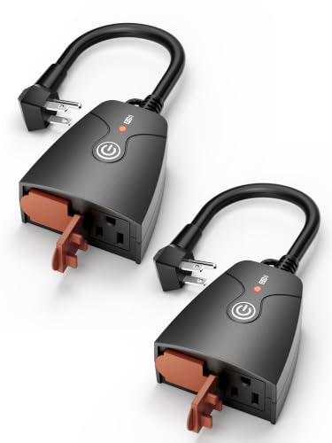 HBN Outdoor Smart Plug, WiFi Heavy Duty 2 Outlet Timer, 2 Pack, 2.4GHz - style: 2 Outlets-2PC