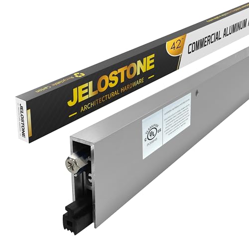 42'' Commercial Automatic Door Bottom, Clear Anodized, 5/8''W x 42''L x 1-7/8''H, Aluminum Automatic Door Bottom, Surface Applied or Semi-Mortise, with Neoprene Insert, JS-4131RL - color: Clear Anodized, size: 42''